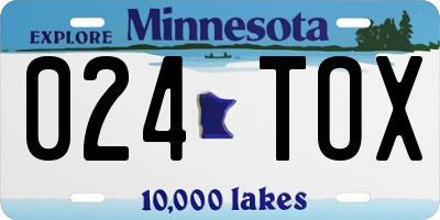 MN license plate 024TOX