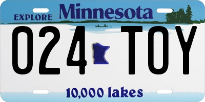 MN license plate 024TOY