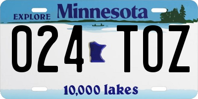 MN license plate 024TOZ