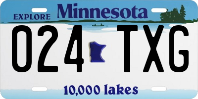 MN license plate 024TXG
