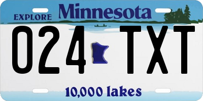 MN license plate 024TXT