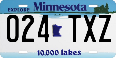 MN license plate 024TXZ
