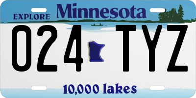 MN license plate 024TYZ