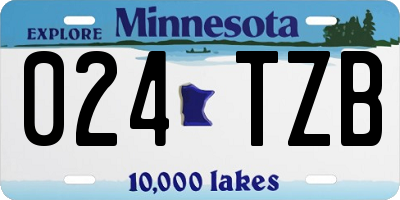 MN license plate 024TZB