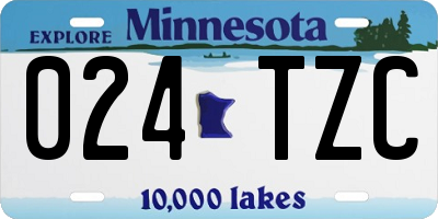 MN license plate 024TZC