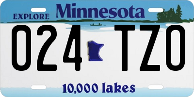 MN license plate 024TZO