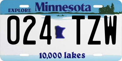 MN license plate 024TZW
