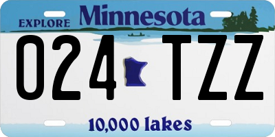 MN license plate 024TZZ