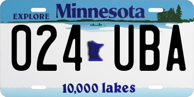 MN license plate 024UBA