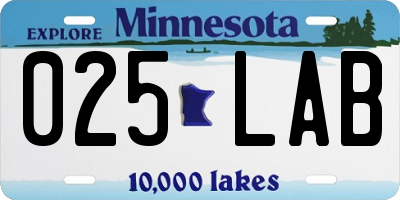 MN license plate 025LAB