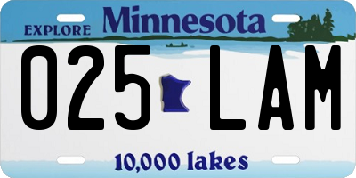 MN license plate 025LAM