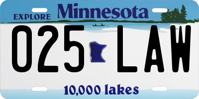 MN license plate 025LAW