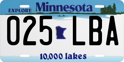 MN license plate 025LBA