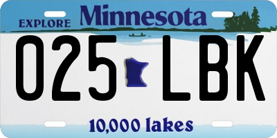 MN license plate 025LBK