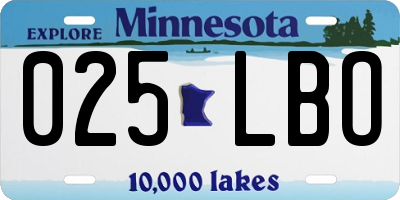 MN license plate 025LBO