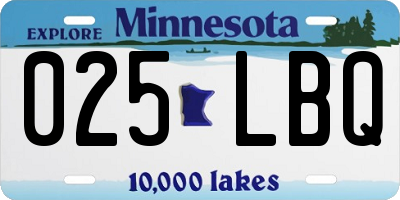 MN license plate 025LBQ