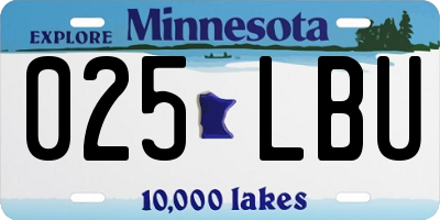 MN license plate 025LBU