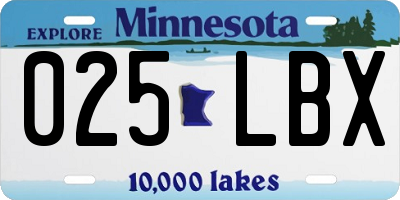 MN license plate 025LBX