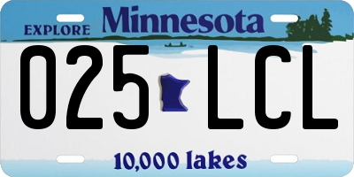 MN license plate 025LCL