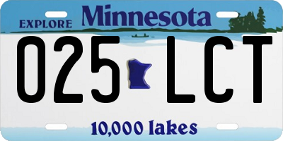 MN license plate 025LCT