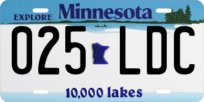 MN license plate 025LDC