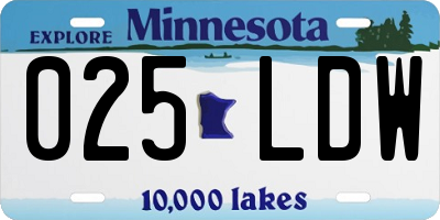 MN license plate 025LDW