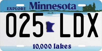 MN license plate 025LDX
