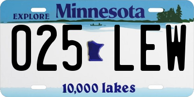 MN license plate 025LEW