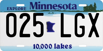 MN license plate 025LGX