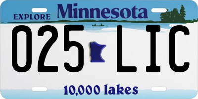 MN license plate 025LIC