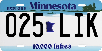 MN license plate 025LIK