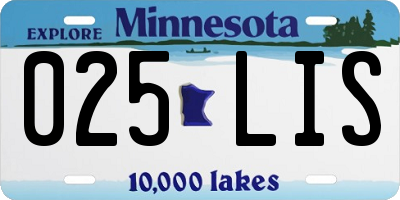 MN license plate 025LIS