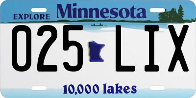MN license plate 025LIX