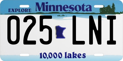 MN license plate 025LNI