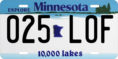 MN license plate 025LOF
