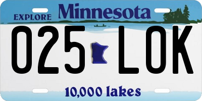MN license plate 025LOK