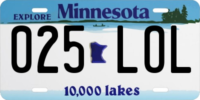 MN license plate 025LOL
