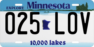 MN license plate 025LOV