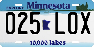 MN license plate 025LOX