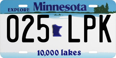 MN license plate 025LPK
