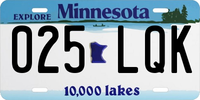 MN license plate 025LQK