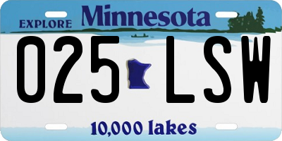 MN license plate 025LSW