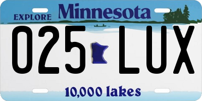 MN license plate 025LUX