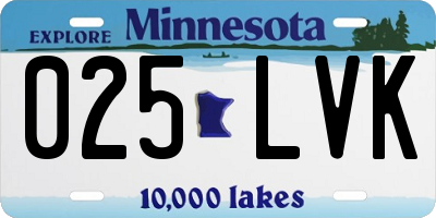 MN license plate 025LVK