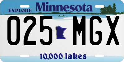 MN license plate 025MGX