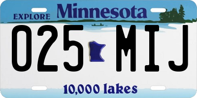 MN license plate 025MIJ