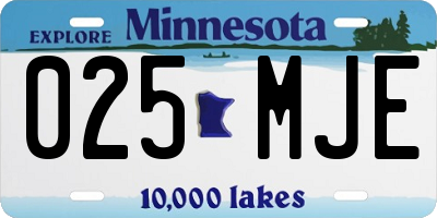 MN license plate 025MJE