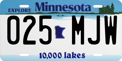 MN license plate 025MJW