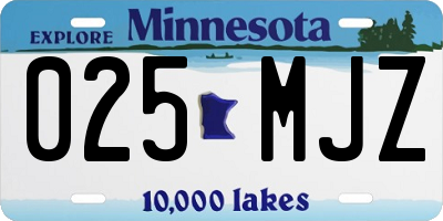MN license plate 025MJZ
