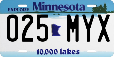 MN license plate 025MYX